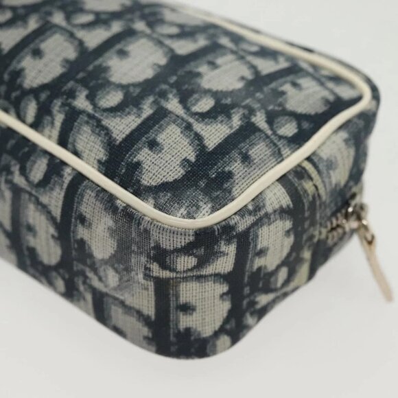 Christian Dior Trotter Canvas Pouch PVC Navy Silver Auth bs28793 - Picture 5 of 16